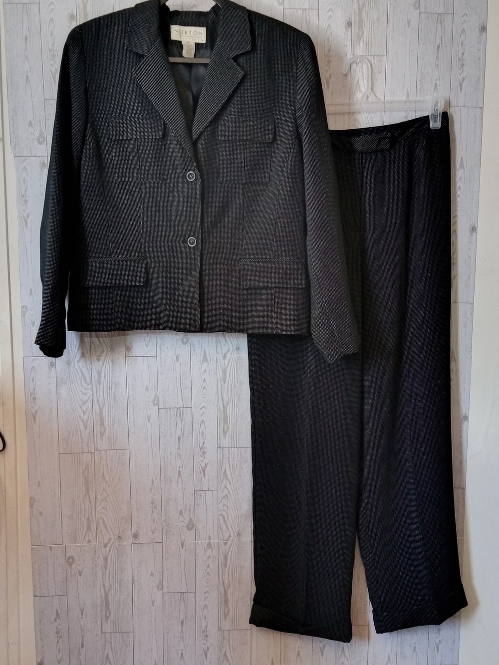 Norton McNaughton's Black Check Two-Piece Suit Womens Size 12